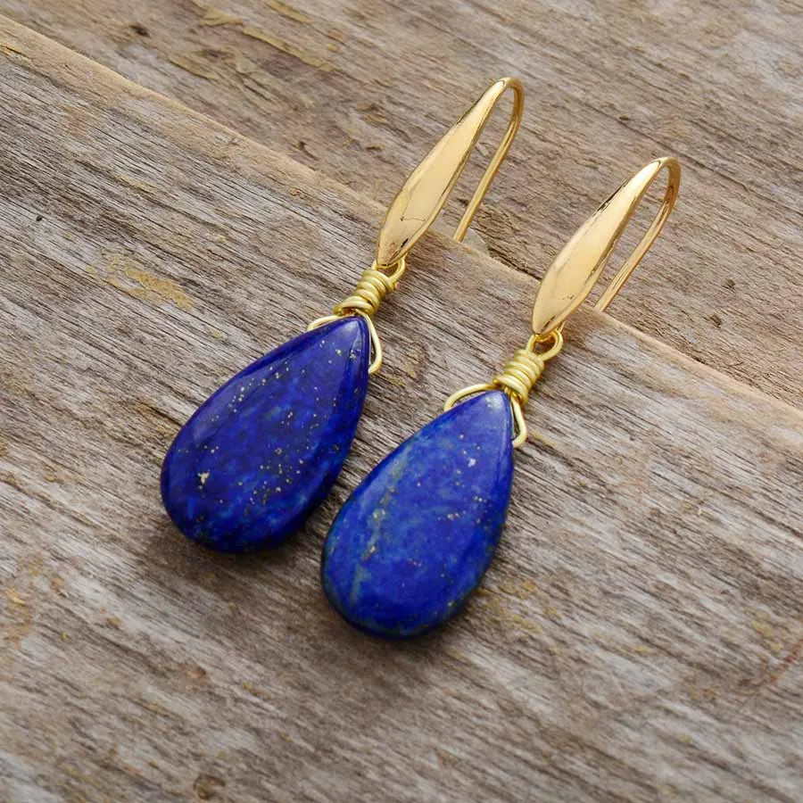 Natural Lapis Lazuli Teardrop Classy Earrings