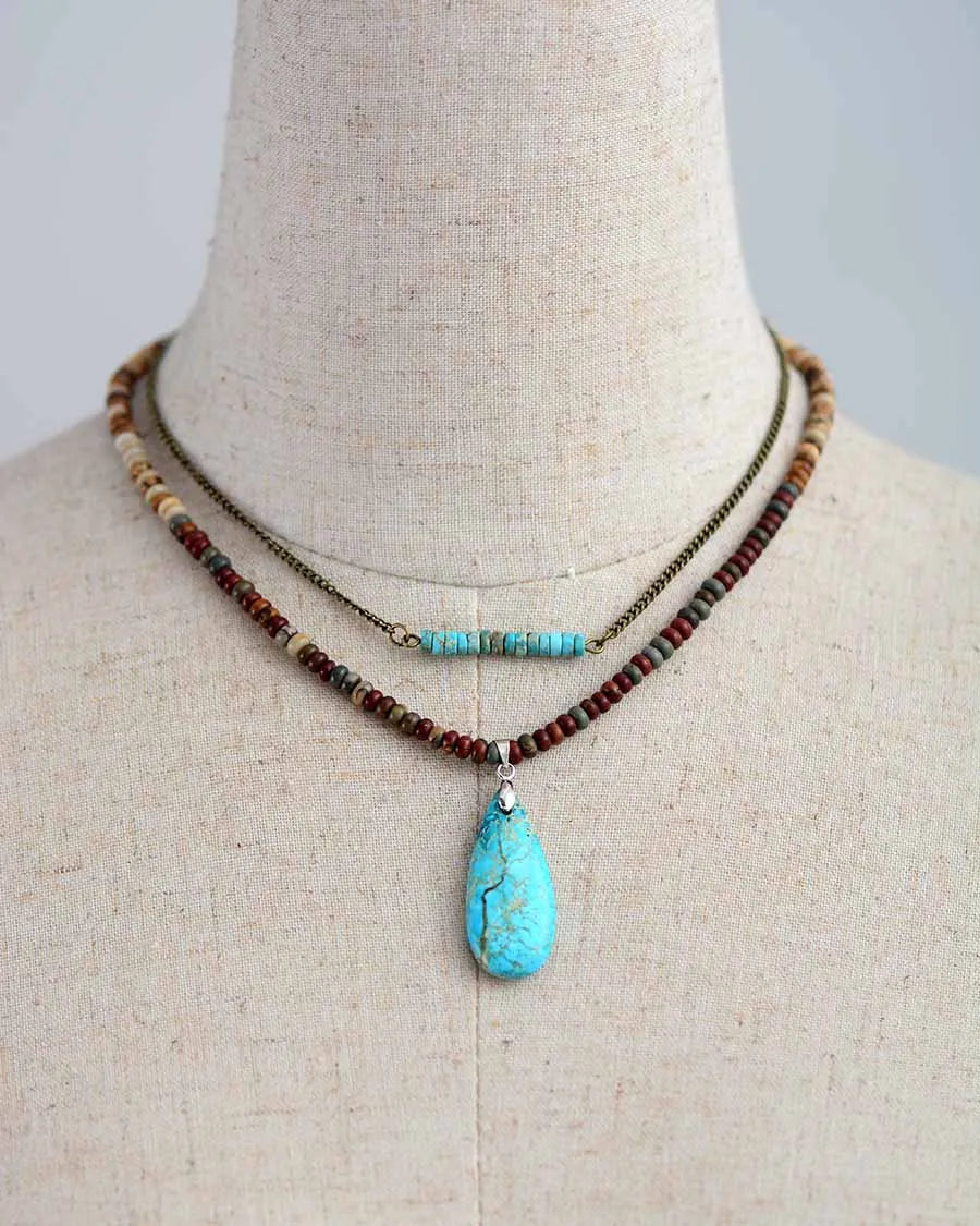 Natural Picture, Picasso & Turquoise Jasper Choker Necklace