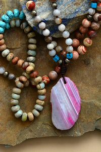 Natural Agate, Onyx, Jasper & Turquoise Necklace