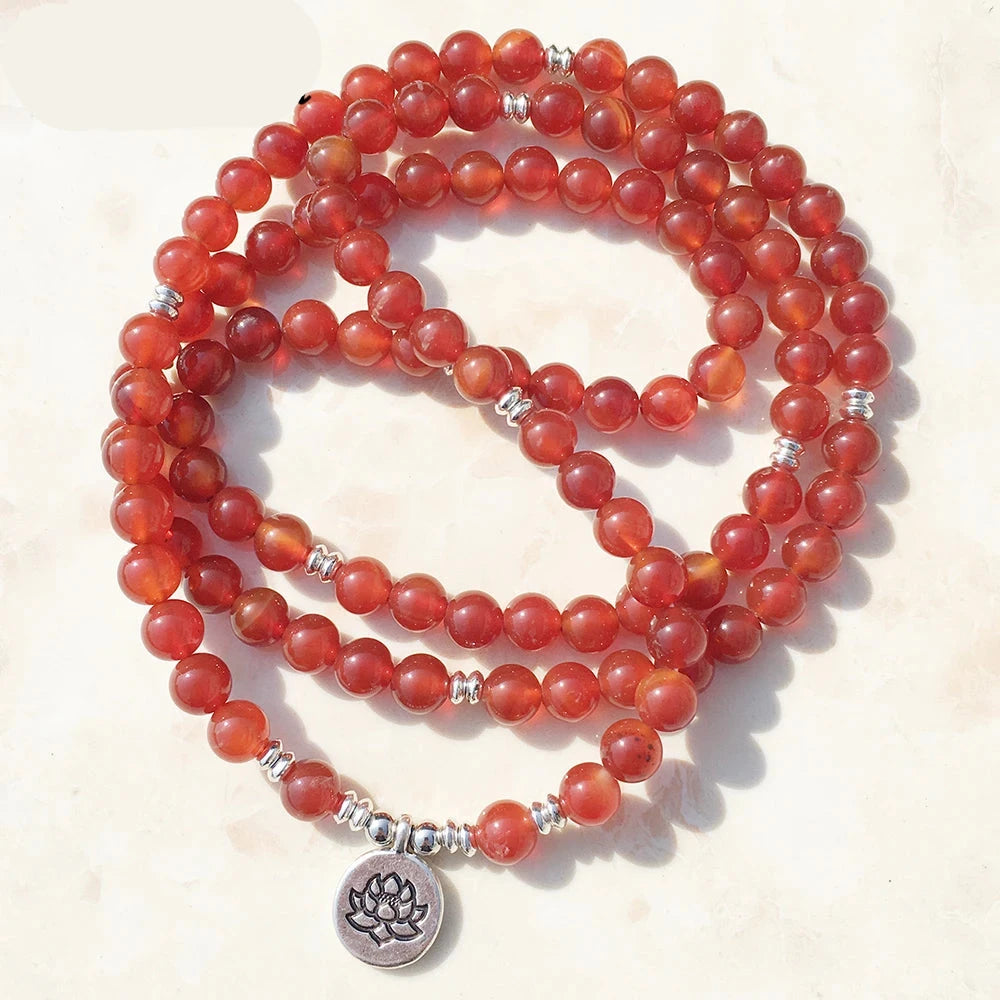 Natural Carnelian 108 Beads Mala