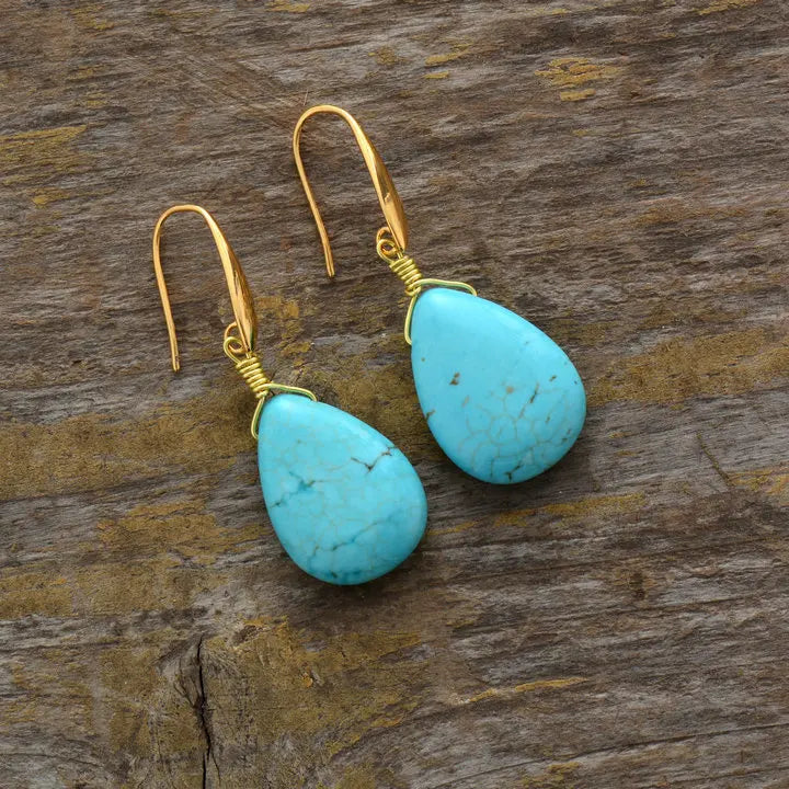 Natural Turquoise Teardrop Classy Earrings
