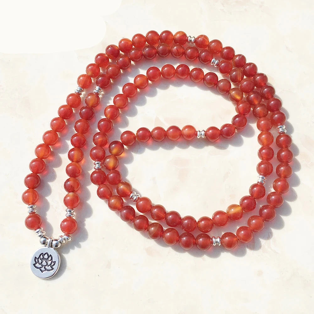 Natural Carnelian 108 Beads Mala