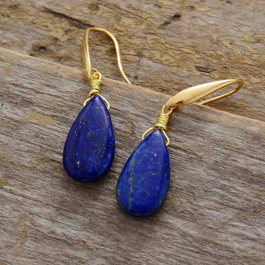 Natural Lapis Lazuli Teardrop Classy Earrings