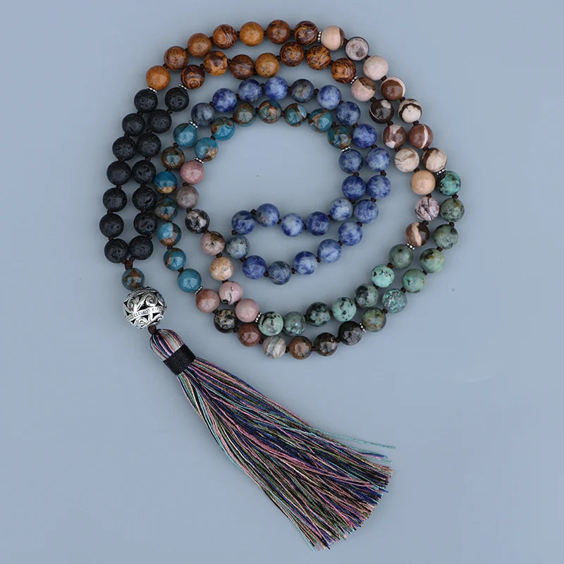 Natural 7 Chakra Stones For Him & Her 108 Beads Mala