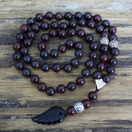 Natural Blood Stone Jasper Wing 108 Beads Mala