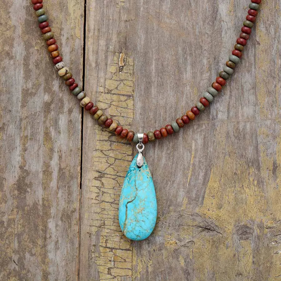 Natural Picture, Picasso & Turquoise Jasper Choker Necklace