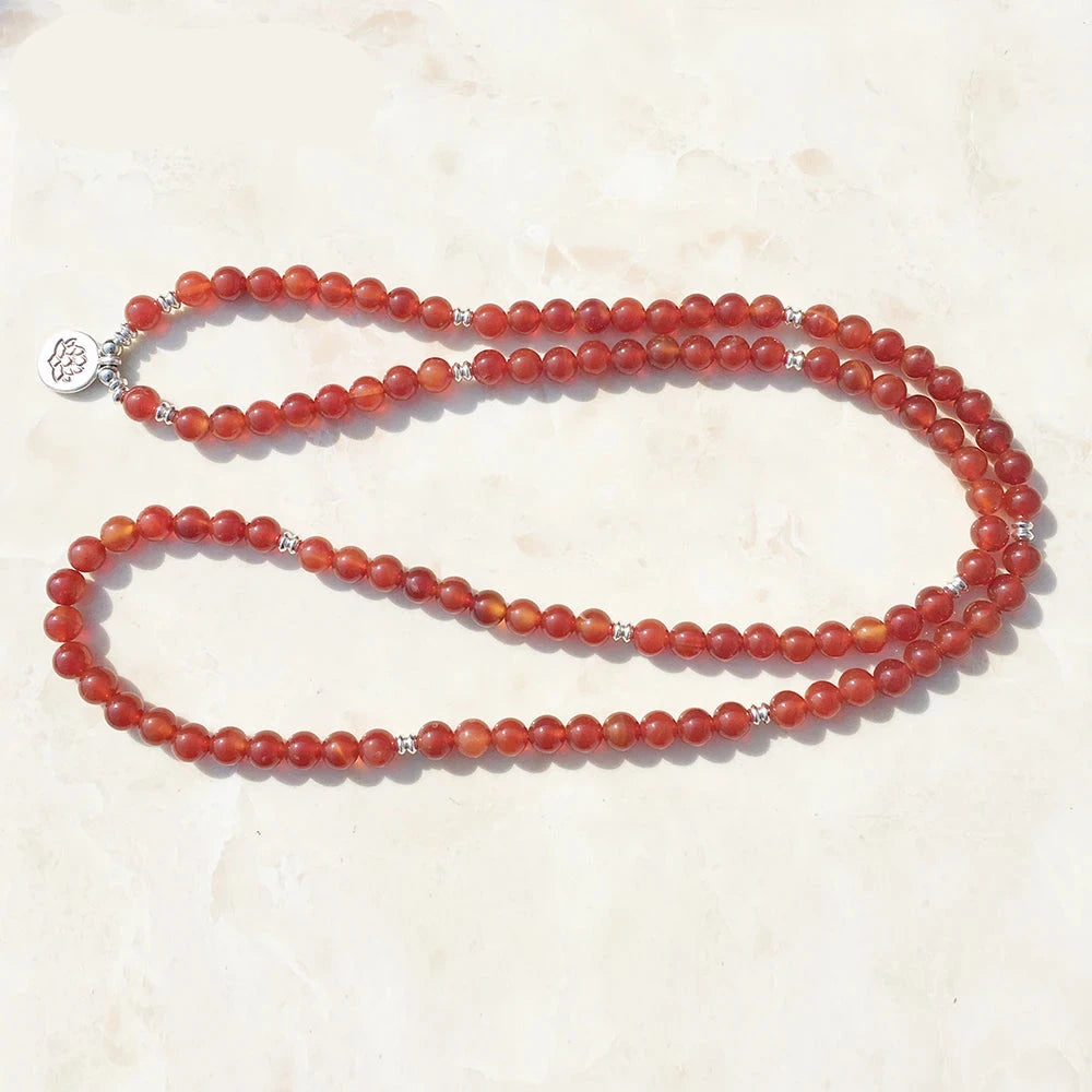 Natural Carnelian 108 Beads Mala