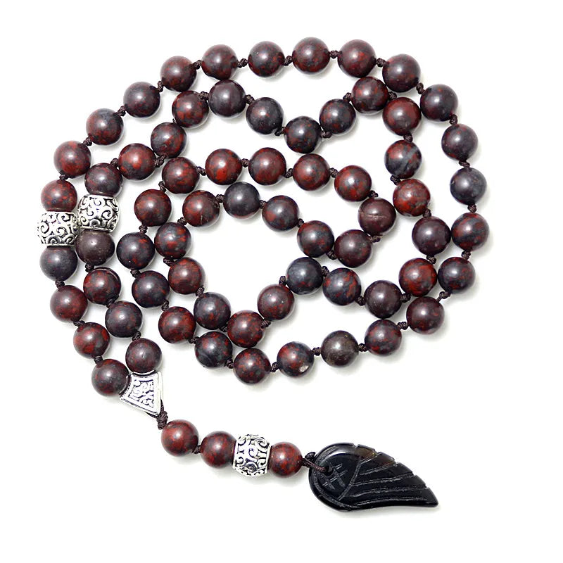 Natural Blood Stone Jasper Wing 108 Beads Mala
