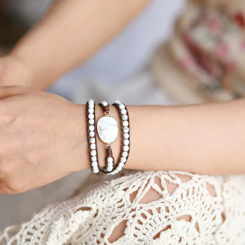 Natural Howlite Wrap Bracelet