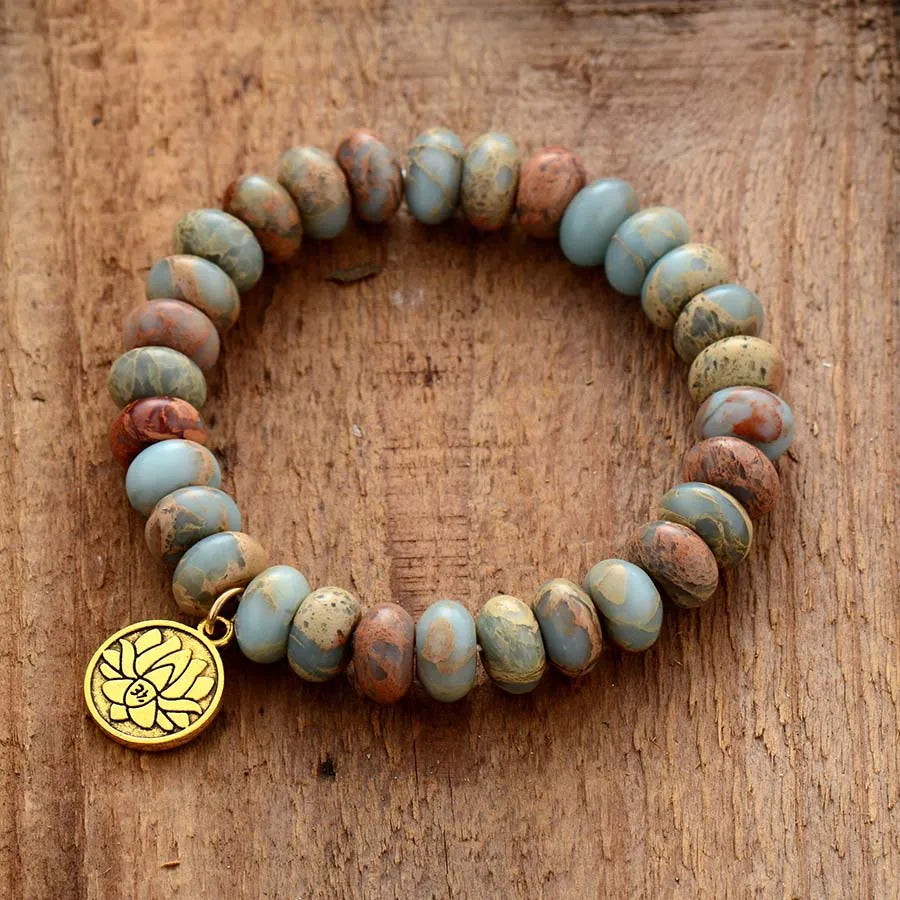 Natural Imperial Jasper Tibetan Buddhist Bracelet