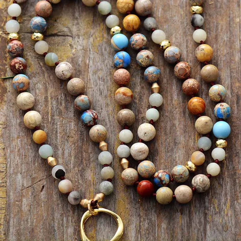 Natural Mixed Jasper & Agate Boho Necklace