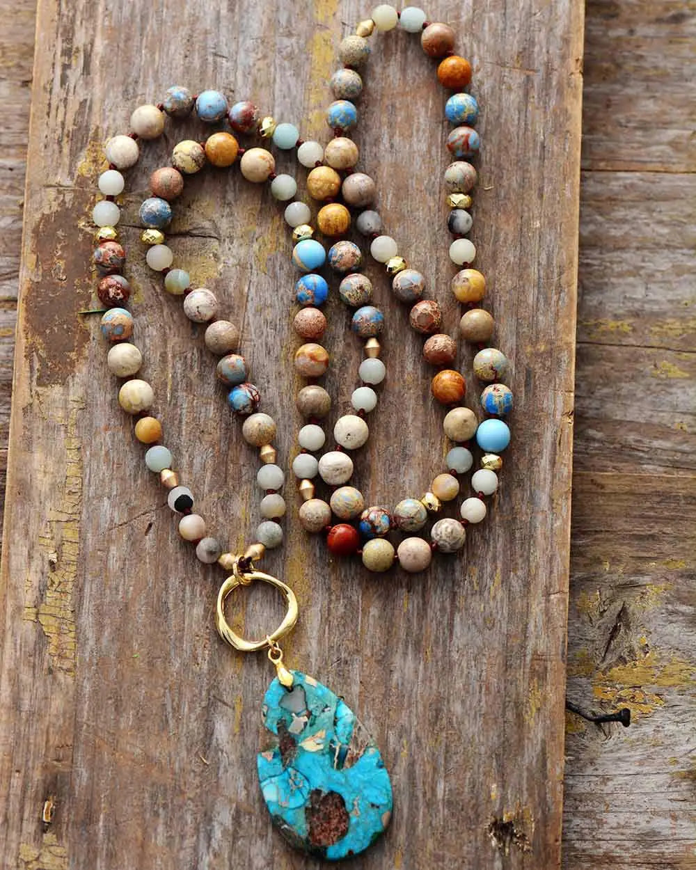 Natural Mixed Jasper & Agate Boho Necklace