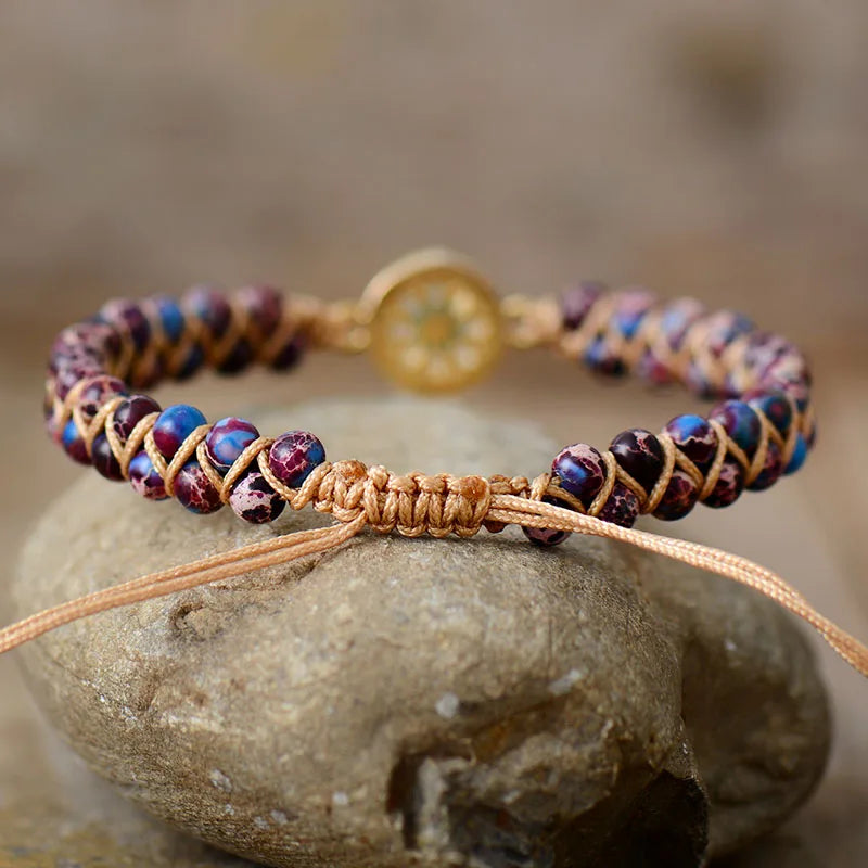 Natural Purple Jasper Evil Eye Wrap Bracelet