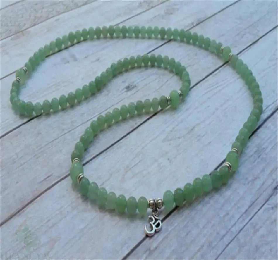 Natural Green Aventurine 108 Beads Ohm Mala