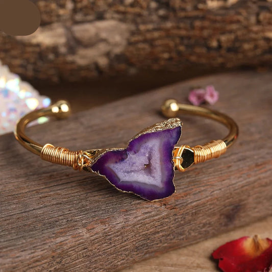 Natural Druzy Agate Cuff Bracelet