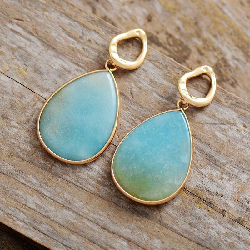 Natural Amazonite Teardrop Earrings