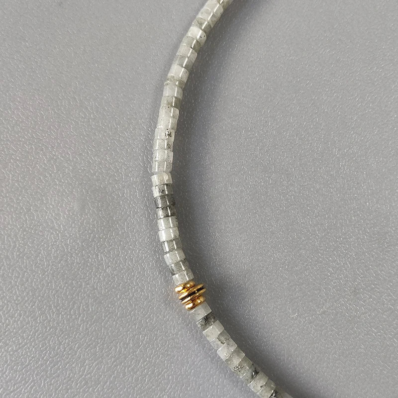 Natural Labradorite & Pink Agate Boho Choker Necklace