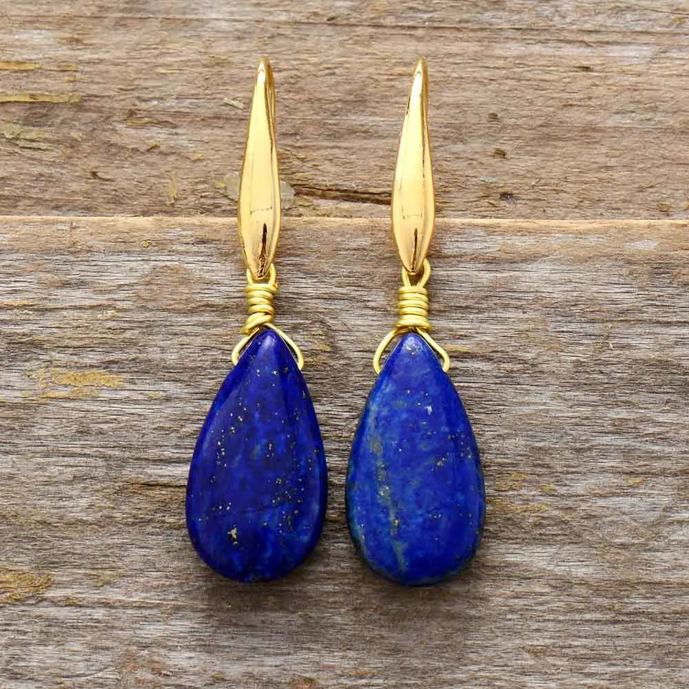 Natural Lapis Lazuli Teardrop Classy Earrings