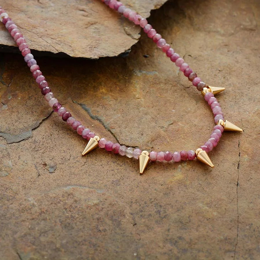 Natural Tourmaline Boho Choker Necklace