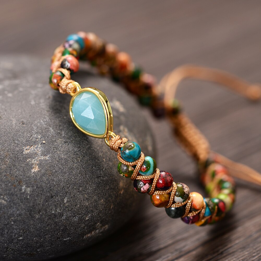 Natural Jasper & Amazonite Wrap Bracelet