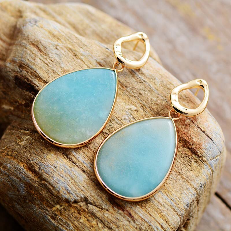 Natural Amazonite Teardrop Earrings