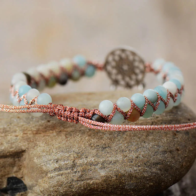 Natural Amazonite & Jasper Dream Catcher Wrap Bracelet