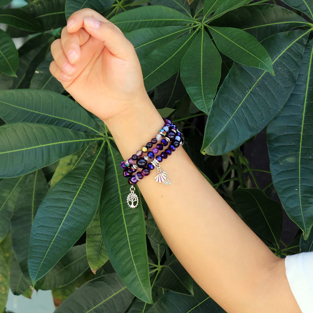 Natural Purple Agate Beaded Smartwatch Band