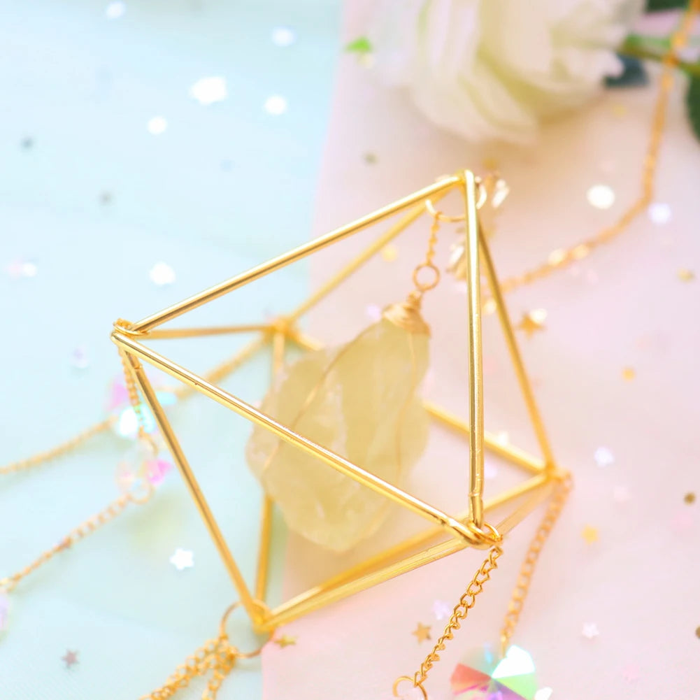 Natural Raw Gemstones & Crystal Glass Sacred Geometry Sun Catcher