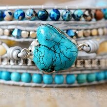 Load image into Gallery viewer, Natural Turquoise, Shell &amp; Sea Jasper Wrap Bracelet
