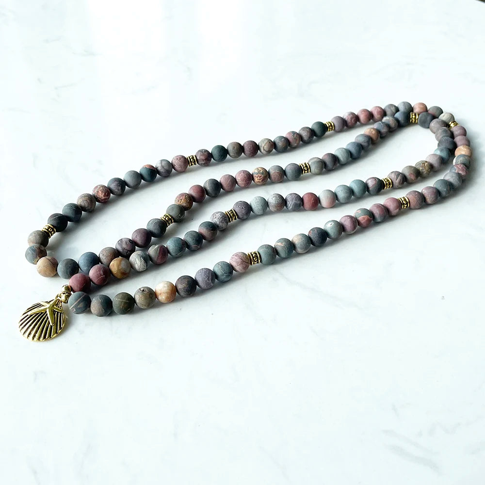 Natural Matte Picasso Jasper 108 Beads Mala