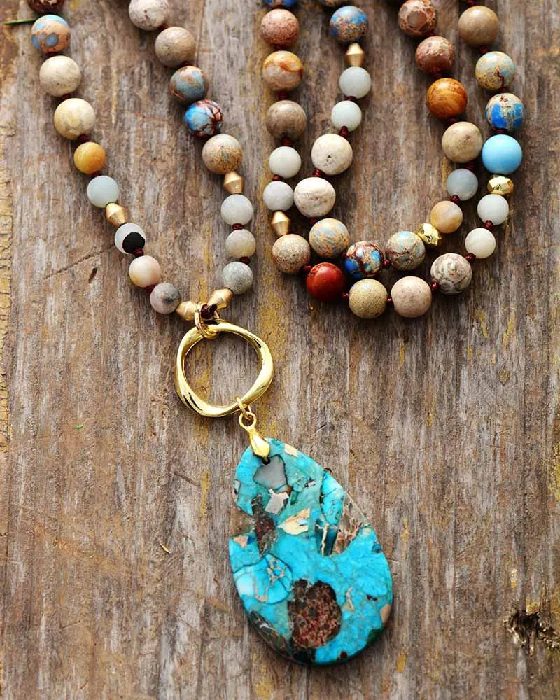 Natural Mixed Jasper & Agate Boho Necklace