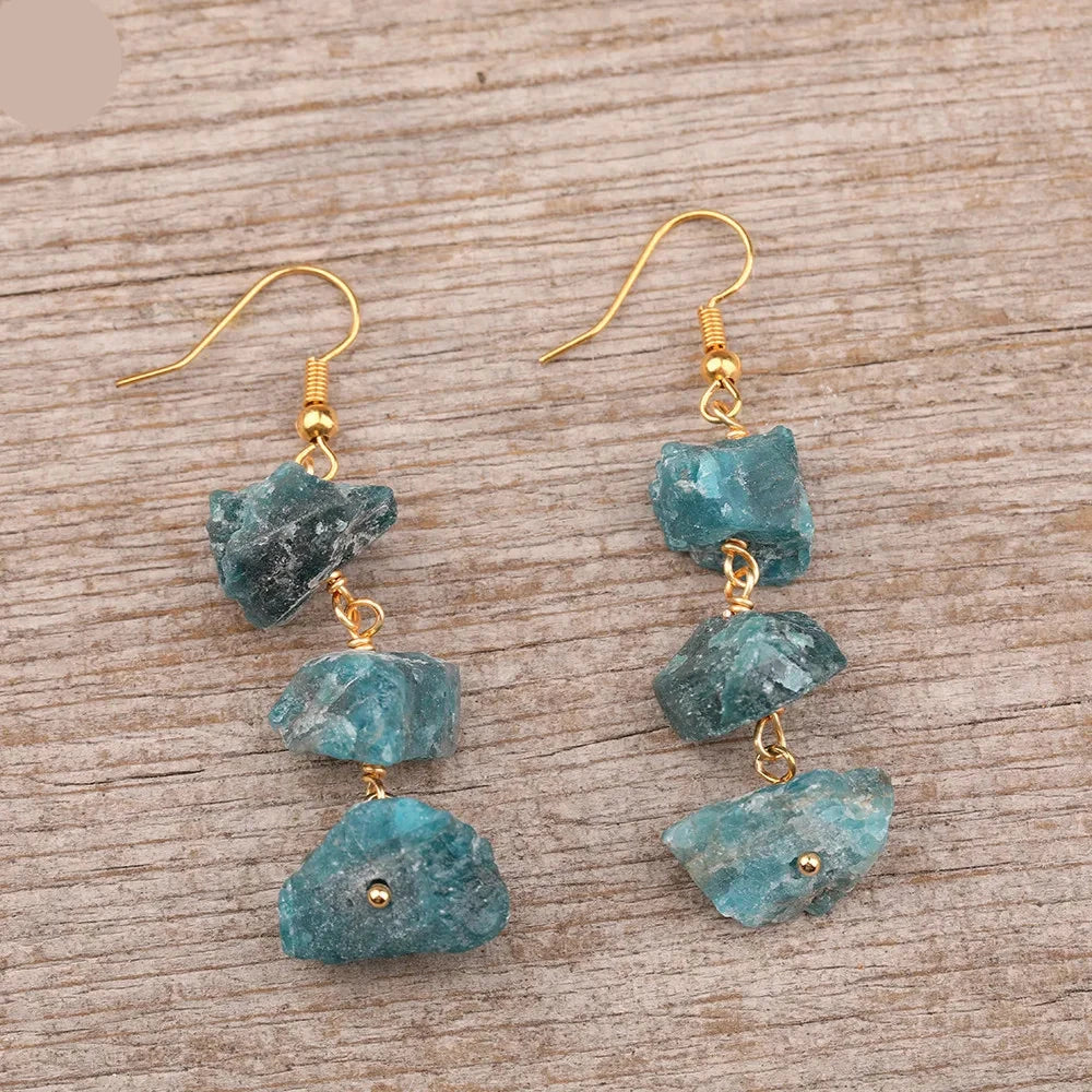 Natural Chunky Apatite Stones Earrings