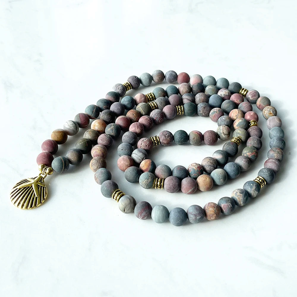 Natural Matte Picasso Jasper 108 Beads Mala