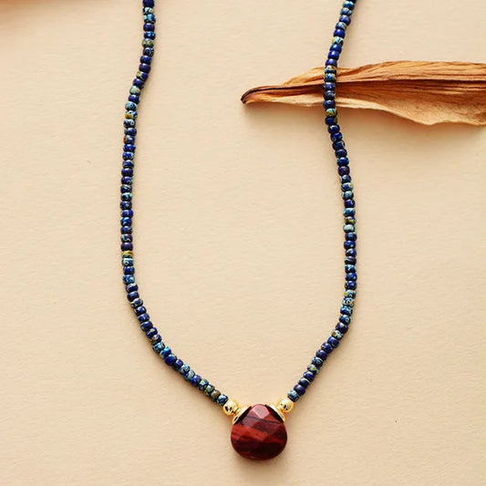 Natural Blue & Red Jasper Choker Necklace