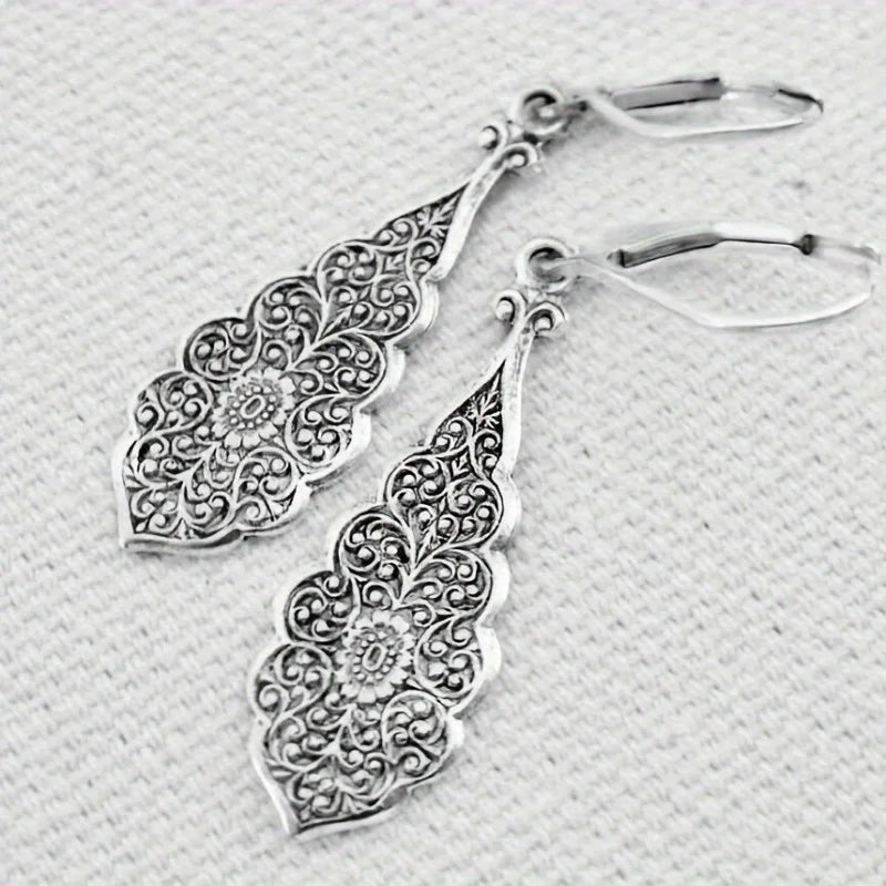 Boho Carved Hindu Vintage  Dangle Earrings