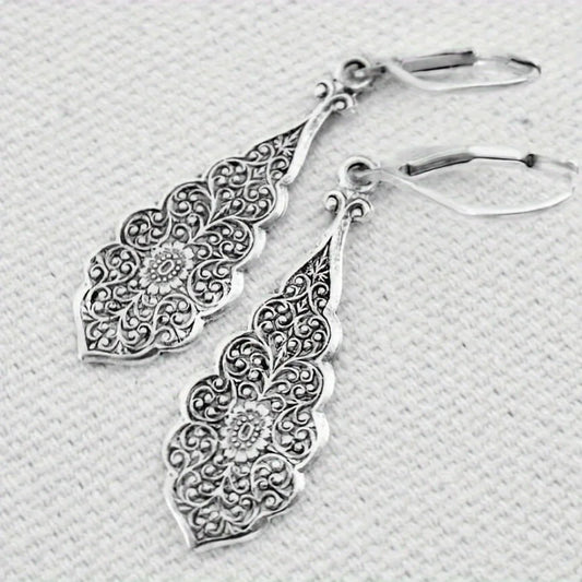 Boho Carved Hindu Vintage  Dangle Earrings