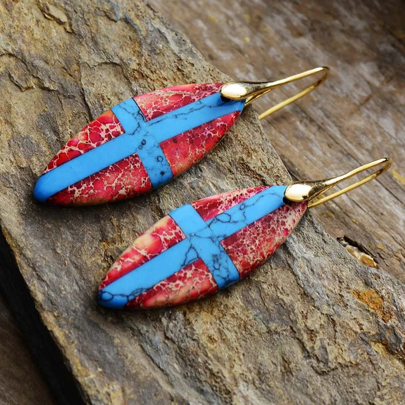 Natural Emperor Cross Jasper Earrings