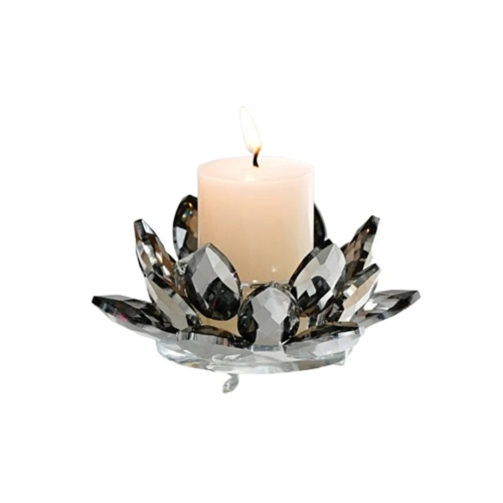 Crystal Glass Lotus Candle Holder