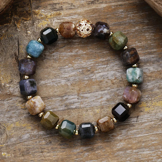 Natural Indian Agate Beaded Bracelet