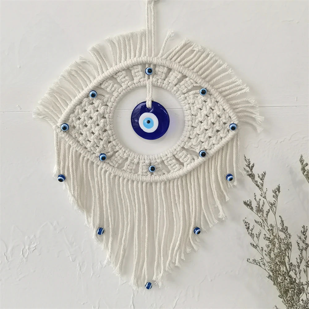 Handwoven Cotton Evil Eye Wall Tapestry