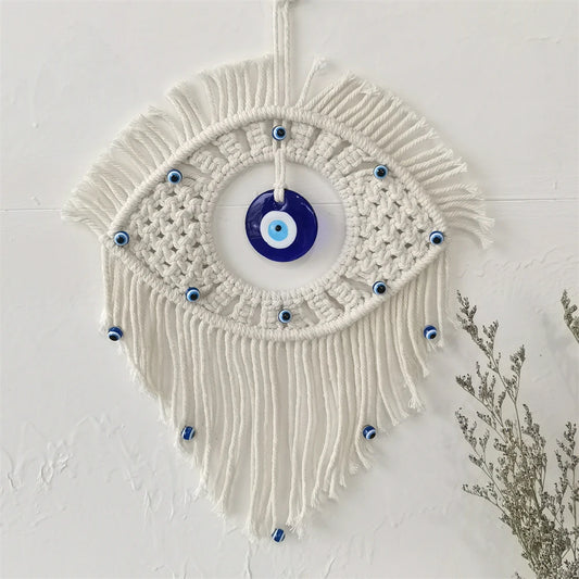Handwoven Cotton Evil Eye Wall Tapestry
