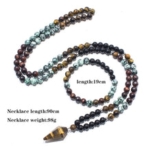 Load image into Gallery viewer, Natural Black Onyx, Turquoise &amp; Tiger&#39;s Eye 108 Beads Mala Necklace
