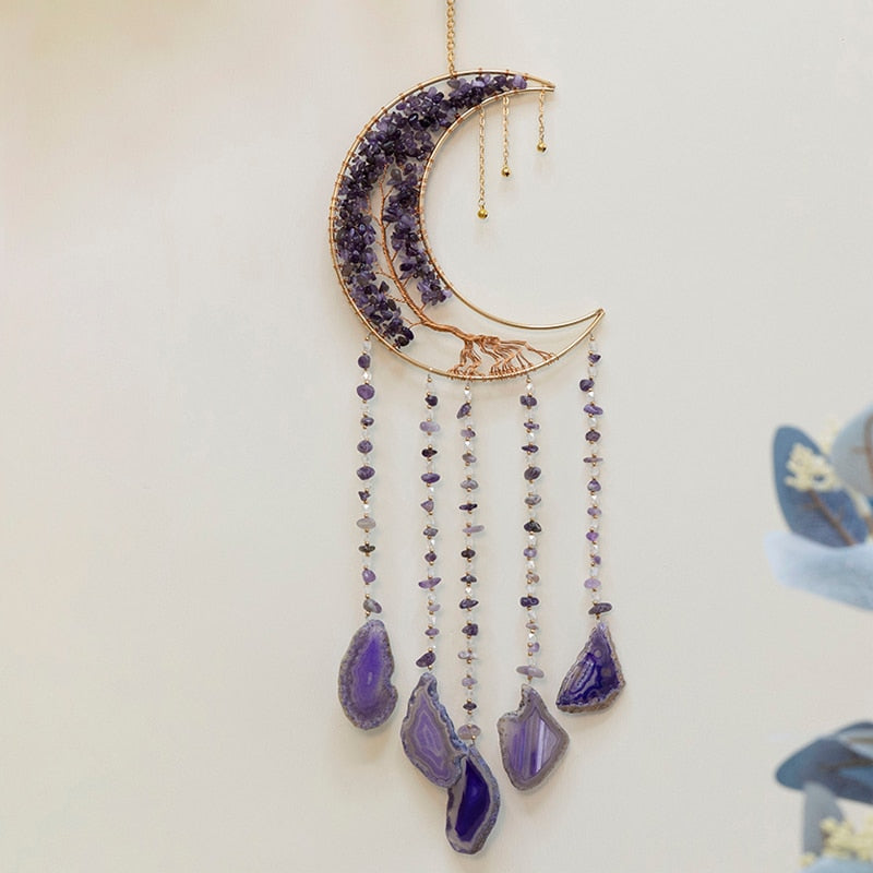 Natural Agate Moon Dream Catcher