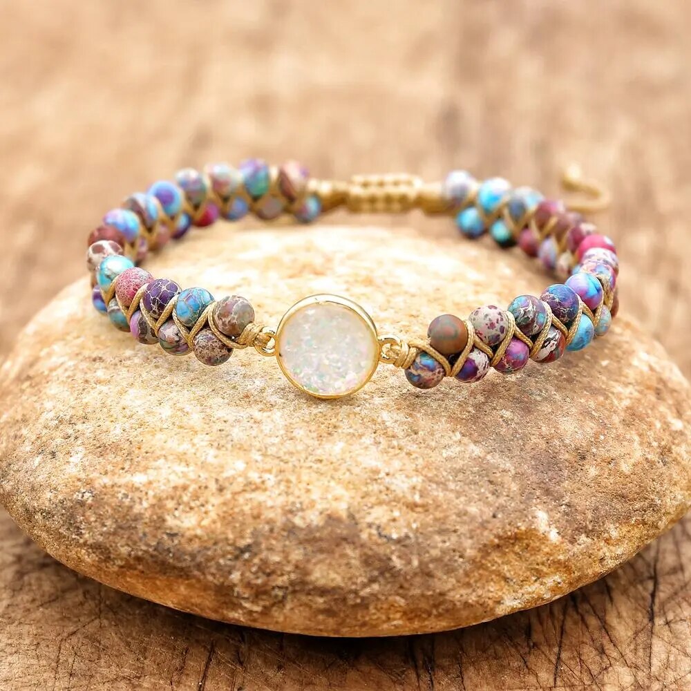 Natural Jasper & Opal Wrap Bracelet