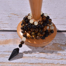 Load image into Gallery viewer, Natural Citrine, Tiger&#39;s Eye &amp; Black Onyx 108 Beads Mala Necklace
