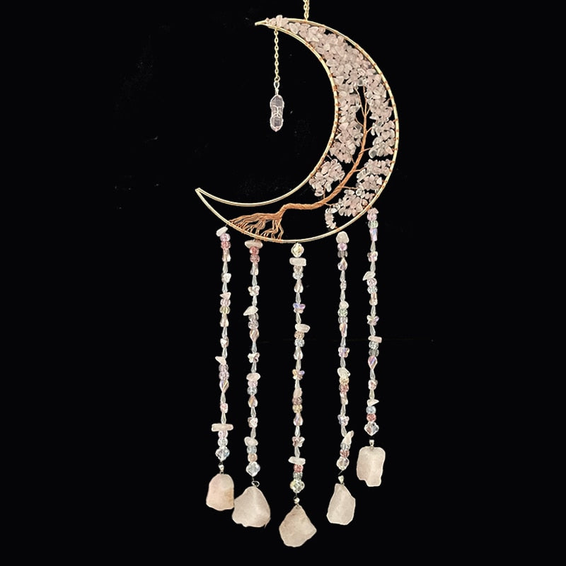 Natural Agate Moon Dream Catcher