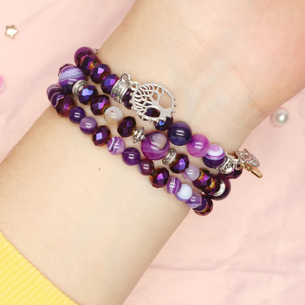 Natural Purple Agate Beaded Smartwatch Band