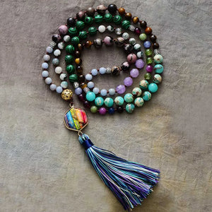 Natural Mixed Gemstones Rainbow 108 Beads Mala