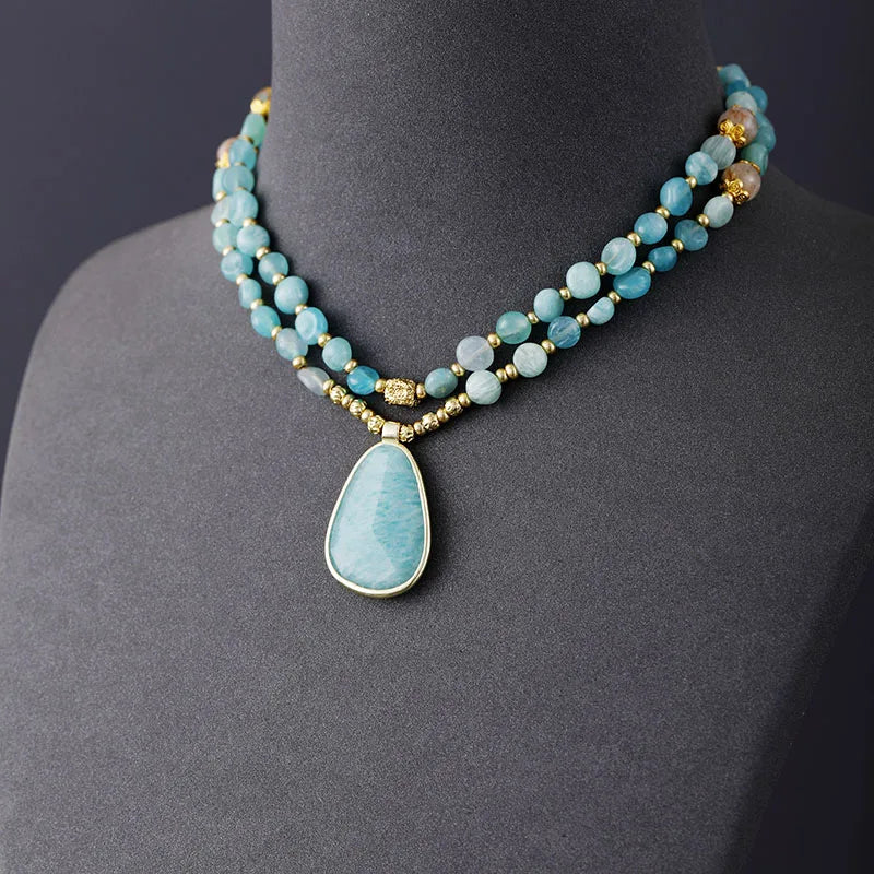 Natural Amazonite Boho Chic Necklace