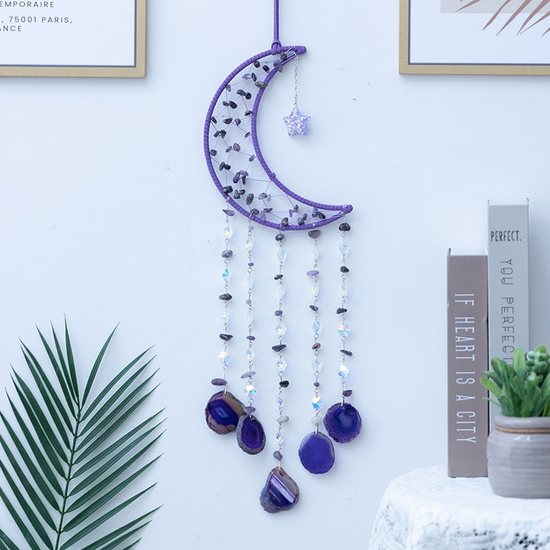 Natural Agate Moon Dream Catcher